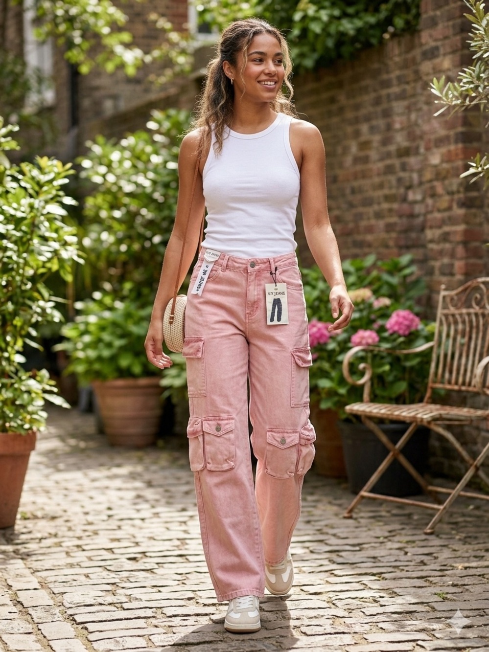VIP Pink Cargo Boyfriend Jeans